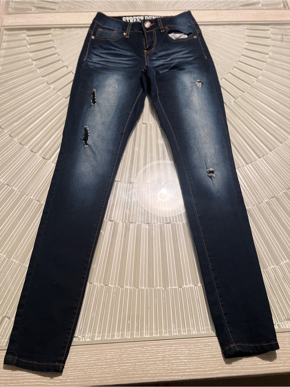 Skinny Distressed Dark Blue Women's Jeans